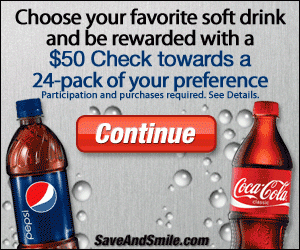 $50 Visa Gift Card and 24-Pack of Your Favorite Soda - Pepsi or Coke?