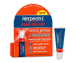 Experience Instant Relief with Free Herpecin L Cold Sore Pain Relief Gel