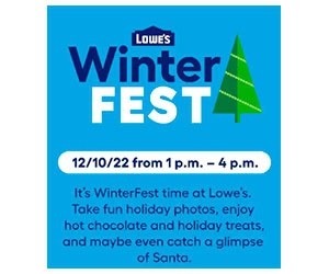 Free Hot Chocolate, Holiday Treats, and Photos with Santa at Lowe's