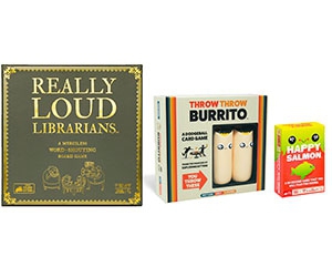 Free Really Loud Librarians, Throw Throw Burrito, and Happy Salmon Board Games - Apply Now!