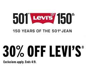 Get $30 Off on Levi's Apparel for Men, Women, and Kids at JCPenney!