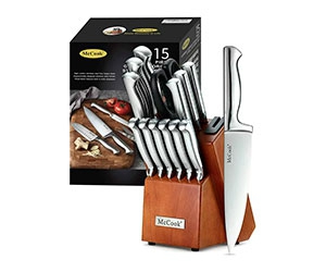 Get the Best Kitchen Cutlery Set: McCook MC29 15-Piece Knife Block - Rust Resistant, Razor Sharp, and Affordable at Walmart Only $56.98 (reg $129.99)