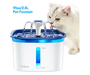 Veken 95oz/2.8L Pet Fountain at Walmart - Smart Pump, BPA Free, Encourages Hydration for Urinary and Kidney Health