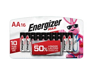 Save Big on Energizer MAX AA Batteries, Double A Alkaline Battery, 16 Pack - Only $149 (reg $379) at Walmart
