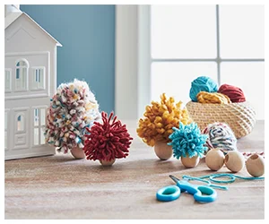 Free Fall Pom-Pom Trees Craft Kit At Michaels