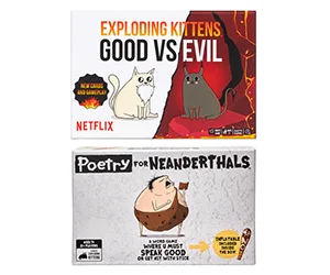 Host a Party and Get a Free Exploding Kittens: Good vs Evil Game and Poetry for Neanderthals Game with Brand-New Artwork and Characters from the Netflix Series