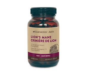 Boost your brain with a FREE bottle of Harmonic Arts' Lion's Mane Mushroom Capsules - 60 capsules