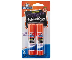 Save on Elmer's 2pk Washable School Glue Sticks - Disappearing Purple at Target - Only $0.50 (reg $1.39)