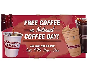 Celebrate National Coffee Day with Stewart's Shops - Free Coffee on September 29th!