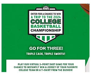 Enter for a Chance to Win a Trip to the 2024 College Basketball Championship, a Jersey of Your Favorite Team, or a T-Shirt from The Busker