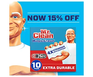 Get 15% off on the highly-rated Mr. Clean Magic Eraser - Eliminate Hair Product Residue with Ease