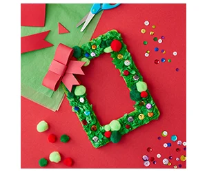 Get a Free Mixed Media Christmas Wreath Frame Craft Kit at Michaels on December 5th