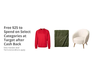 Get $25 Cash Back on Select Categories at Target! New TopCashback Members Only!