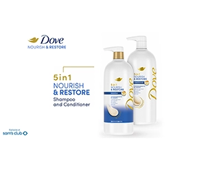 Free Dove Nourish & Restore 5 in 1 Shampoo and Conditioner Until 05/31