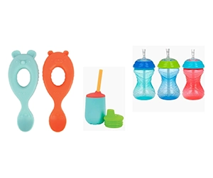 Claim Your Free Nuby Baby Feeding Set - Silicone Spoons, No-Spill Flex Straw & 3-Stage Cup!