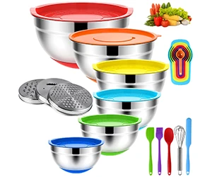 TINANA Mixing Bowls Set: 20 Pcs Stainless Steel with Lids - $16.99 at Walmart (reg $135)