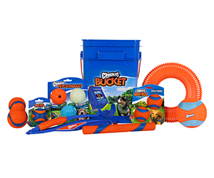 Win a Free Chuckit!® Bucket for Your Pet - Sign Up for a Chance to Score Fetch & Fold Launcher, Ultra Stick, Tumbler, Rugged Flyer, and More!