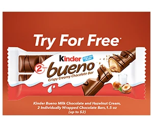 Indulge in a Free Kinder Bueno Chocolate Bar Today!