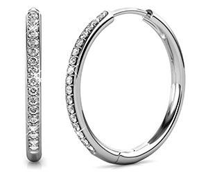 Elevate Your Style with Cate & Chloe Bianca 18k White Gold Hoop Earrings - Only $17.99!