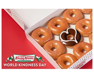 World Kindness Day Special: Free Dozen Original Glazed® Doughnuts at Krispy Kreme® Stores!