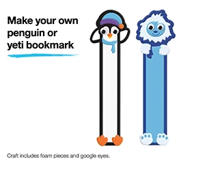 Free Penguin or Yeti Bookmark at JCPenney Kids Zone on January 11!