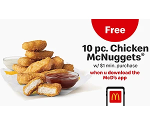 Get Saucy with McDonald's App: Free 10 Pc. Chicken McNuggets® with $1+ Purchase