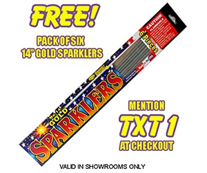Get your Free Pack of 6 Gold Sparklers from Phantom Fireworks