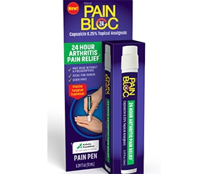 Experience long-lasting relief with a free PainBloc24 Pain Pen analgesic! Sign up now at BzzAgent and receive 24 hours of arthritis pain relief without a prescription. Don't let pain hold you back any longer - take control with PainBloc24. Claim your free