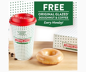 Free Original Glazed Doughnut and Medium Coffee at Krispy Kreme